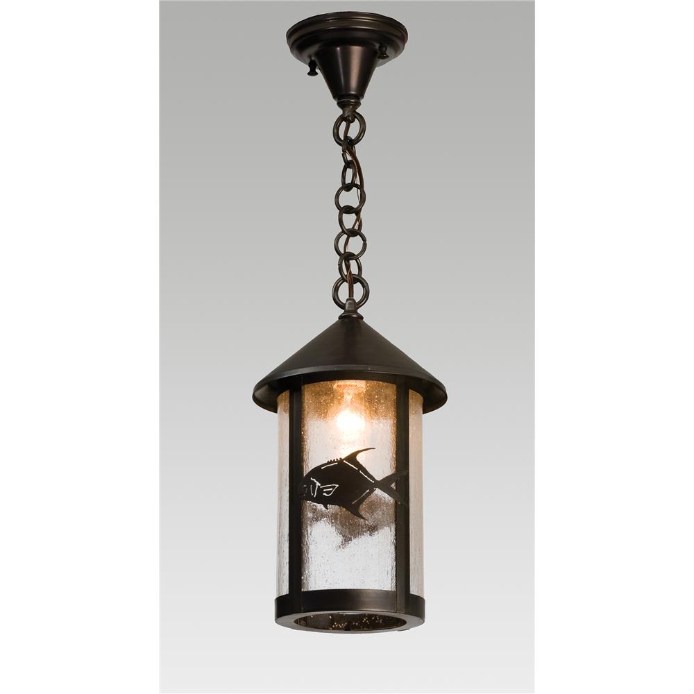 Meyda Tiffany Lighting 50119 8"W Permit Fish Fulton Hanging Lantern Pendant