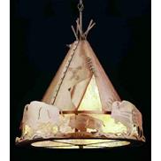 Meyda Tiffany Lighting 50152 36"W Teepee W/ Buffalo Pendant