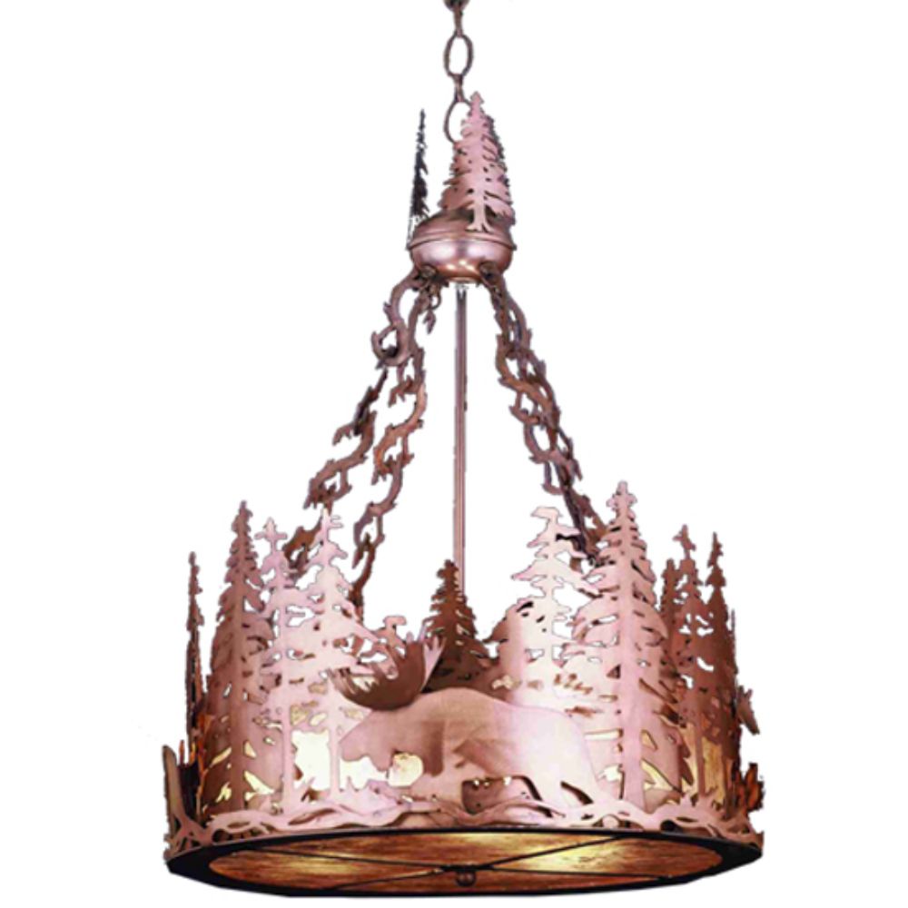 Meyda Lighting 50191 72"W Moose at Dusk Inverted Pendant in Antique Copper Finish