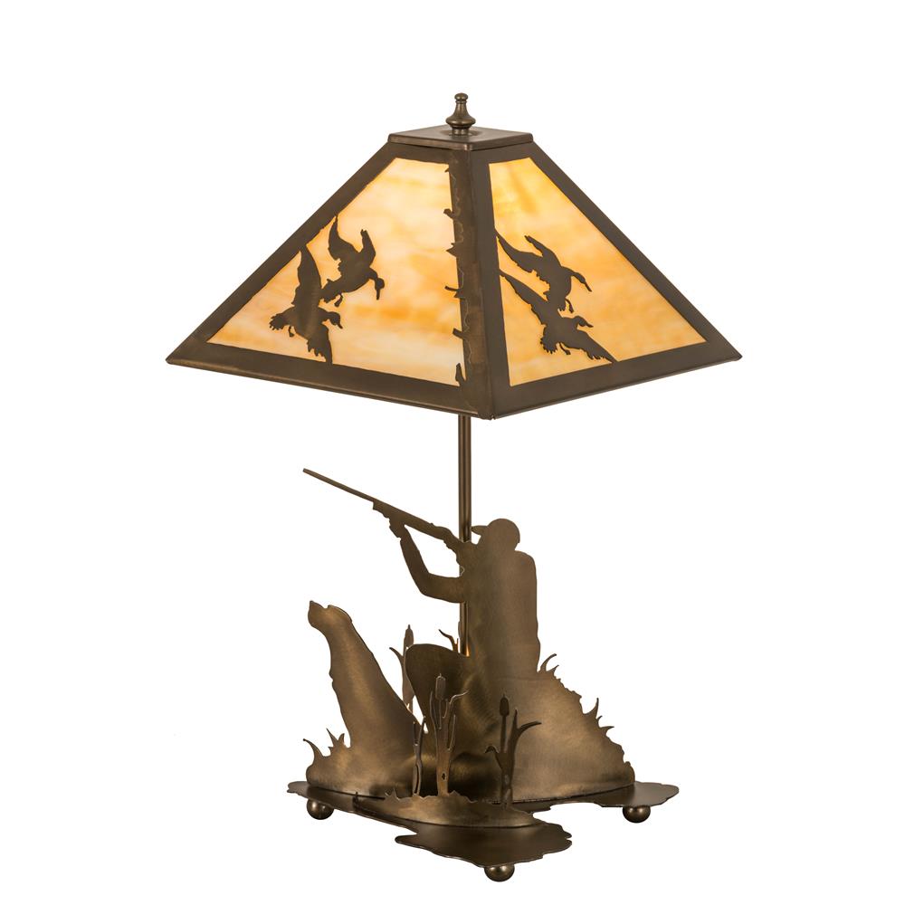 Meyda Tiffany Lighting 50401 20"H Duck Hunter W/Dog Table Lamp