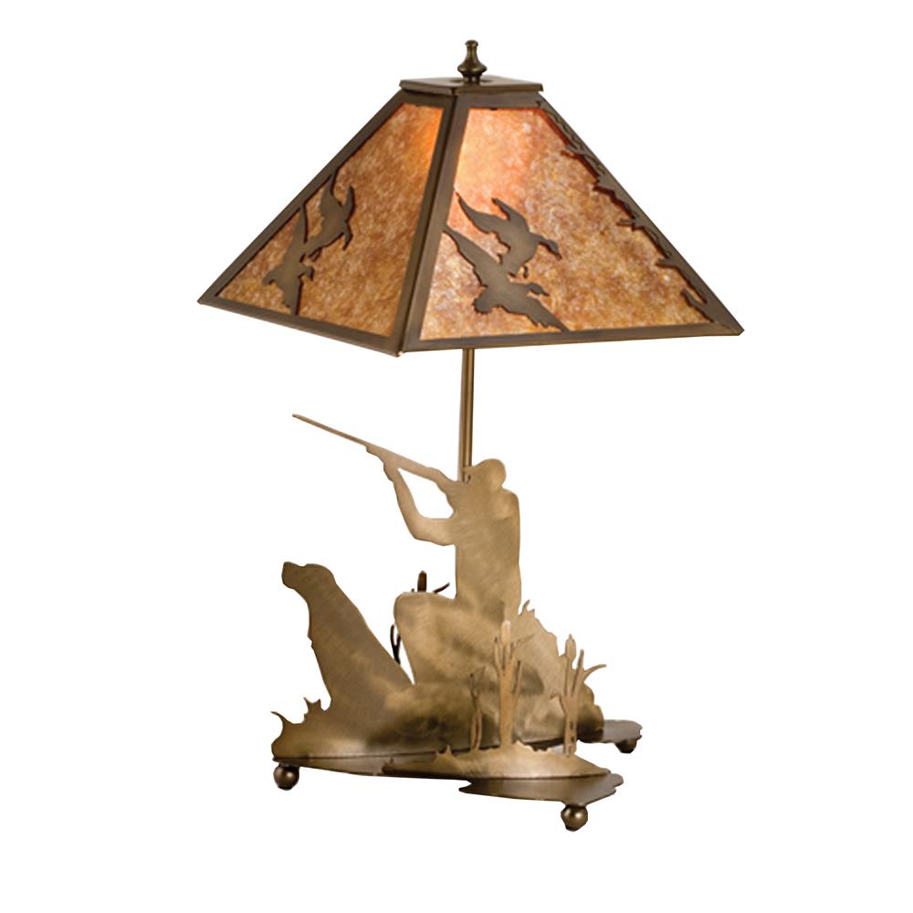Meyda Tiffany Lighting 50402 20"H Quail Hunter W/Dog Table Lamp