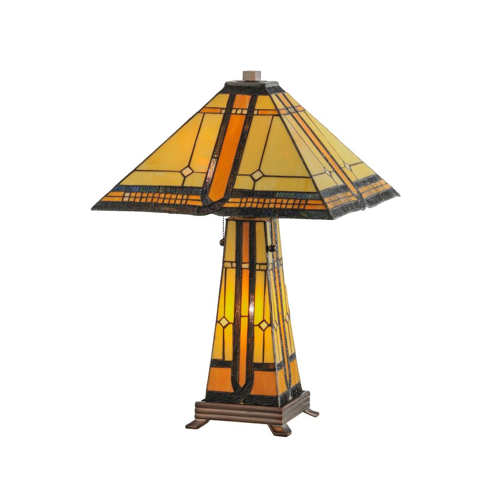 Meyda Tiffany Lighting 50805 25"H Sierra Prairie Mission Lighted Base Table Lamp