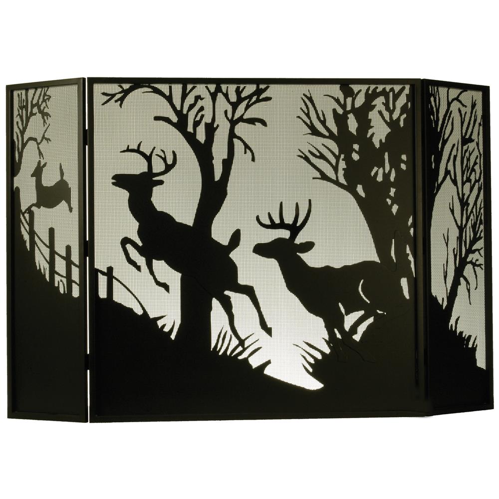 Meyda Tiffany Lighting 50971 62"W X 40"H Deer On The Loose Folding Fireplace Screen