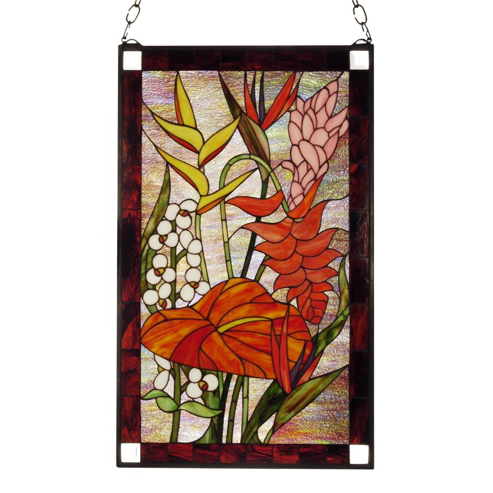 Meyda Tiffany Lighting 51539 20"W X 32"H Tropical Floral Stained Glass Window