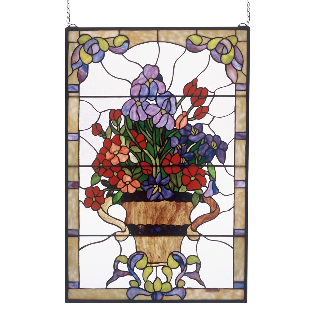 Meyda Tiffany Lighting 51721 24"W X 36"H Floral Arrangement Stained Glass Window