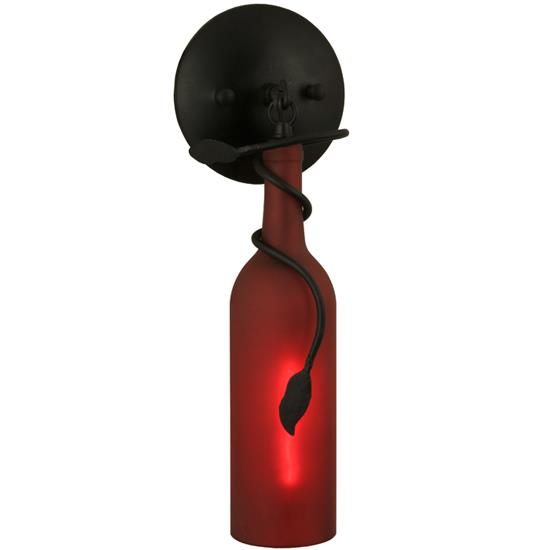 Meyda Tiffany Lighting 65456 5"W Tuscan Vineyard Frosted Red Wine Bottle Wall Sconce