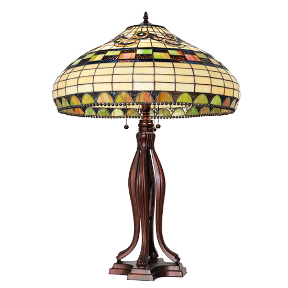 Meyda Lighting 65469 31" High Tiffany Edwardian Table Lamp in Mahogany Bronze