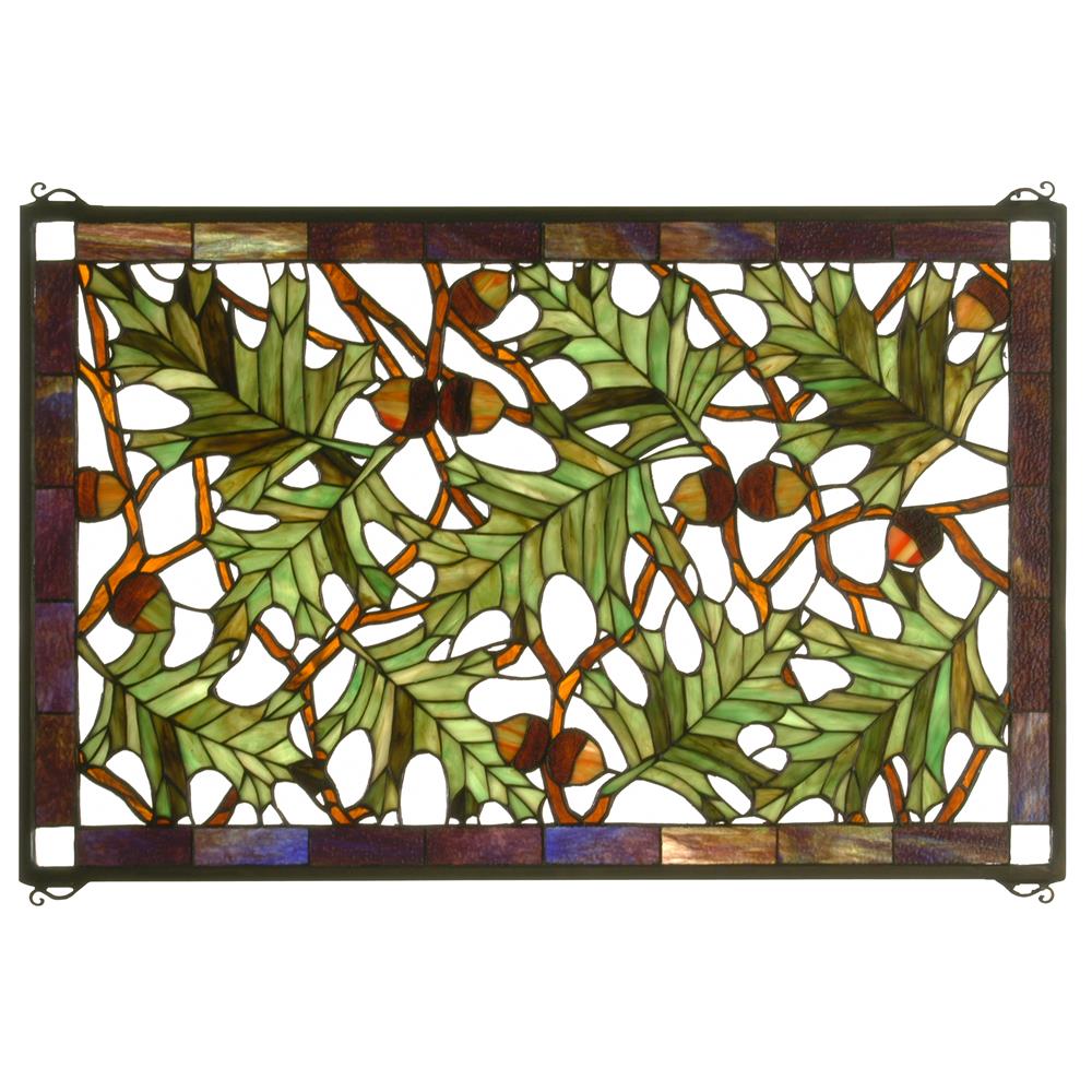 Meyda Tiffany Lighting 66276 28"W X 18"H Acorn & Oak Leaf Stained Glass Window