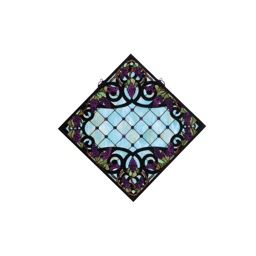 Meyda Tiffany Lighting 67143 25.5"W X 25.5"H Jeweled Grape Stained Glass Window