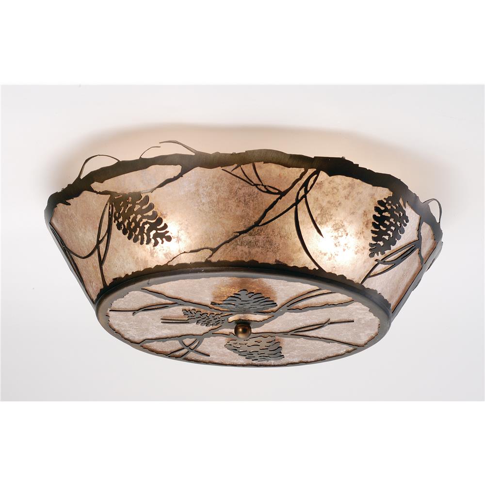 Meyda Tiffany Lighting 67400 2 Light Pinecone Flush Mount Ceiling Light, Antique Copper