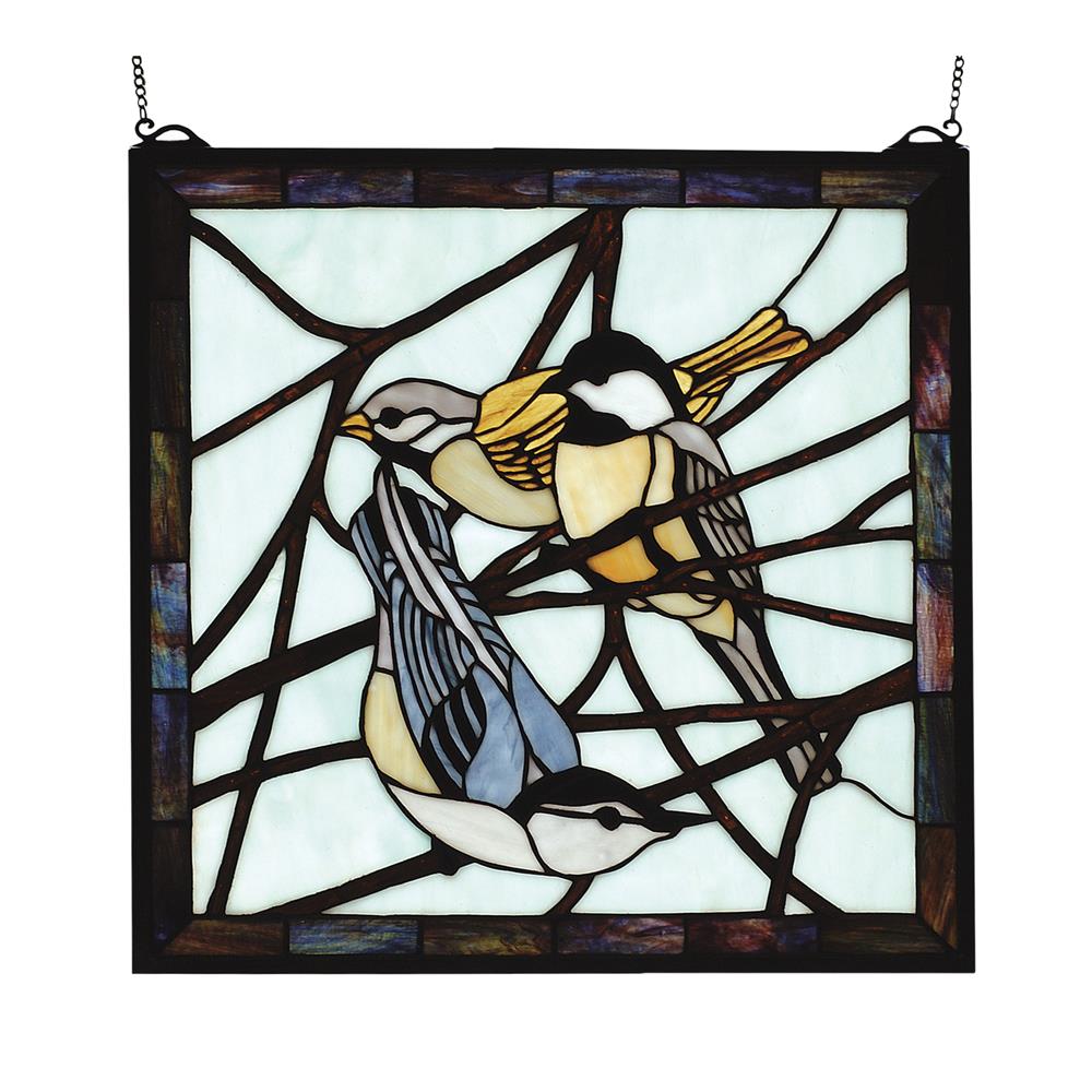 Meyda Tiffany Lighting 68387 18"W X 18"H Early Morning Visitors Stained Glass Window