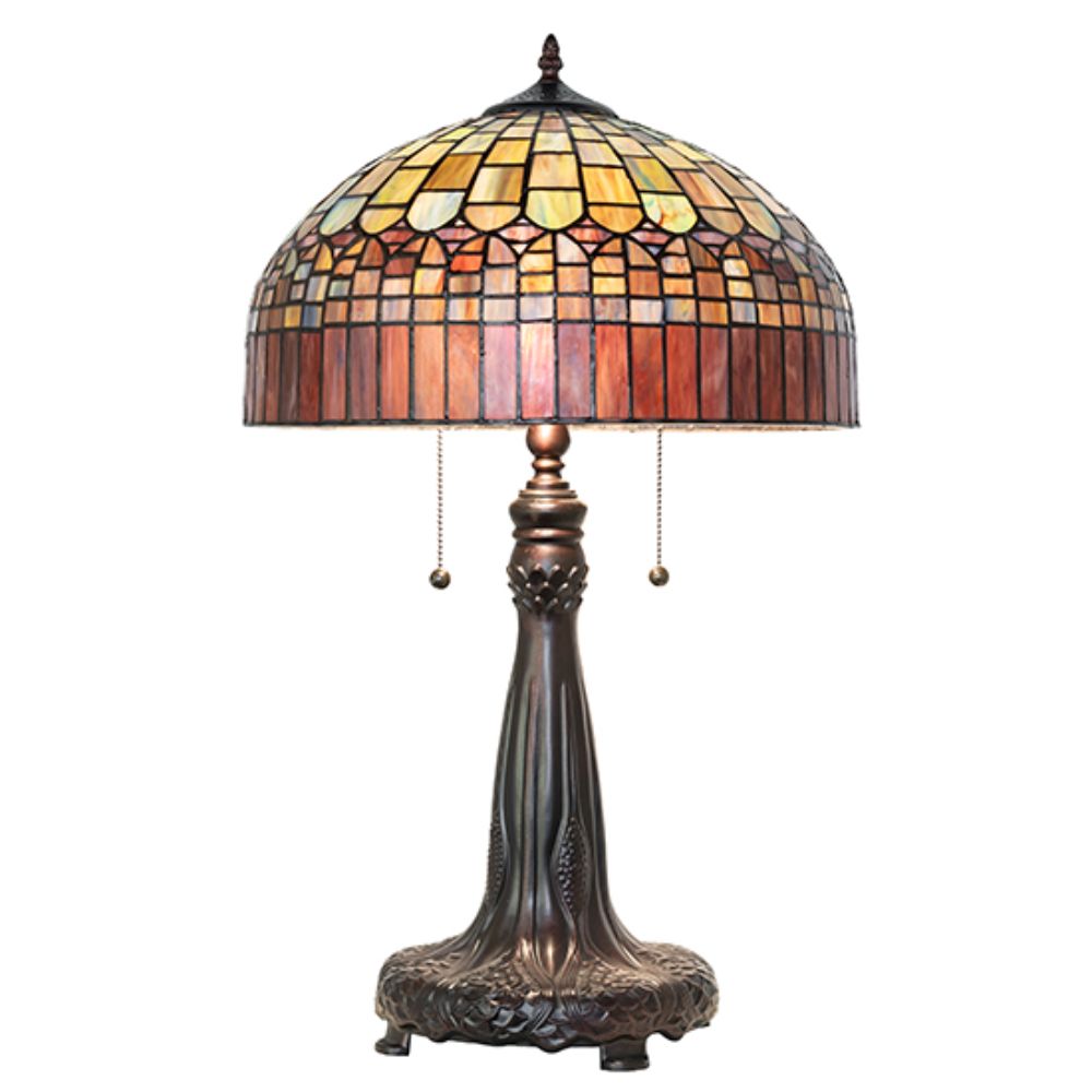 Meyda Lighting 68875 27" High Tiffany Candice Table Lamp in Mahogany Bronze