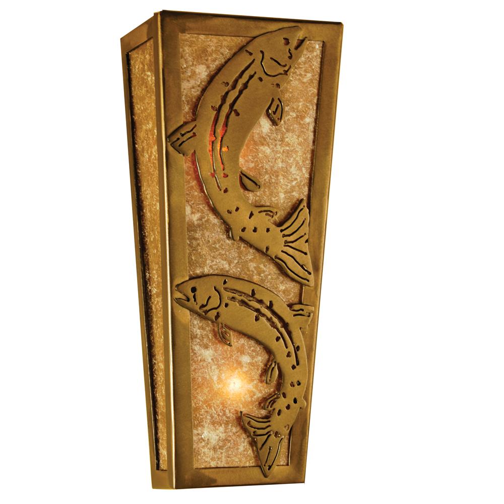 Meyda Tiffany Lighting 69242 2 Light Trout Wall Sconce, Antique Copper