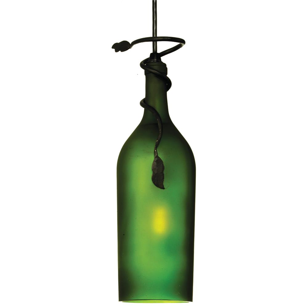 Meyda Tiffany Lighting 69253 4"W Tuscan Vineyard Frosted Green Wine Bottle Mini Pendant