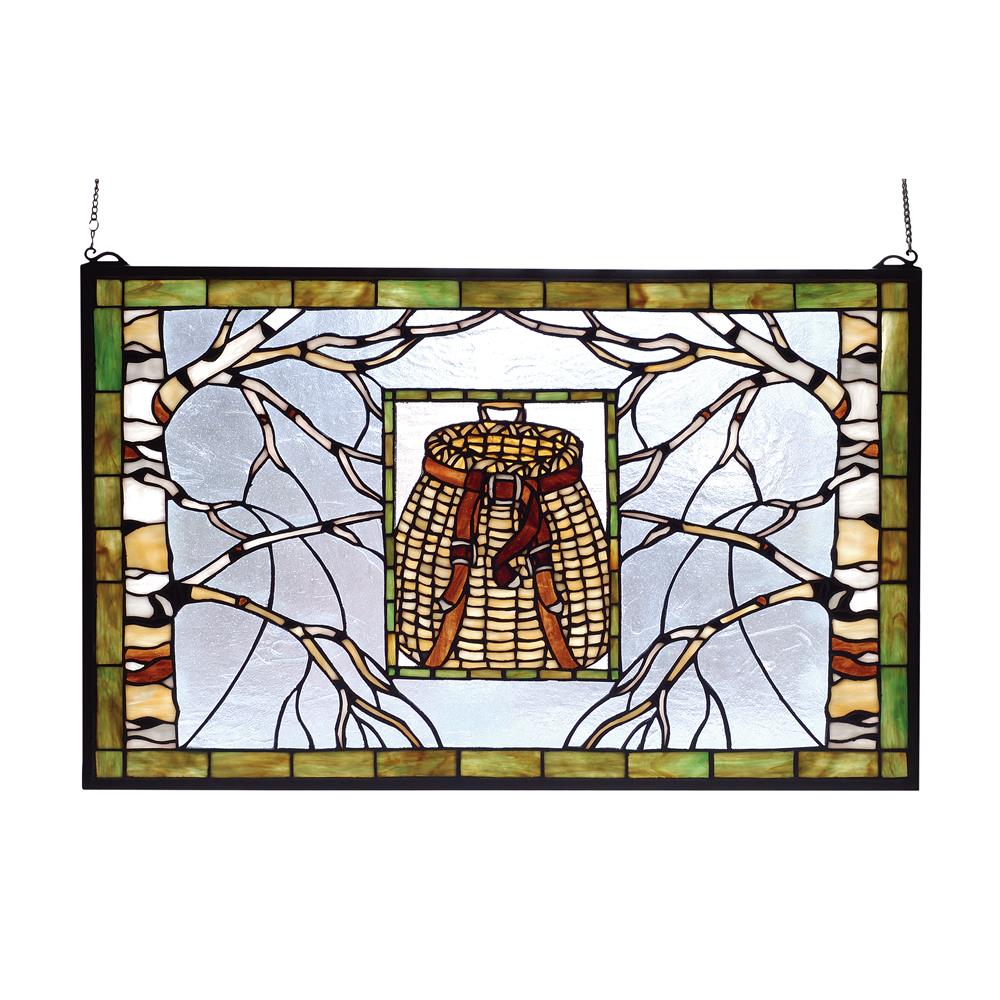 Meyda Tiffany Lighting 69502 28"W X 18"H Pack Basket Stained Glass Window