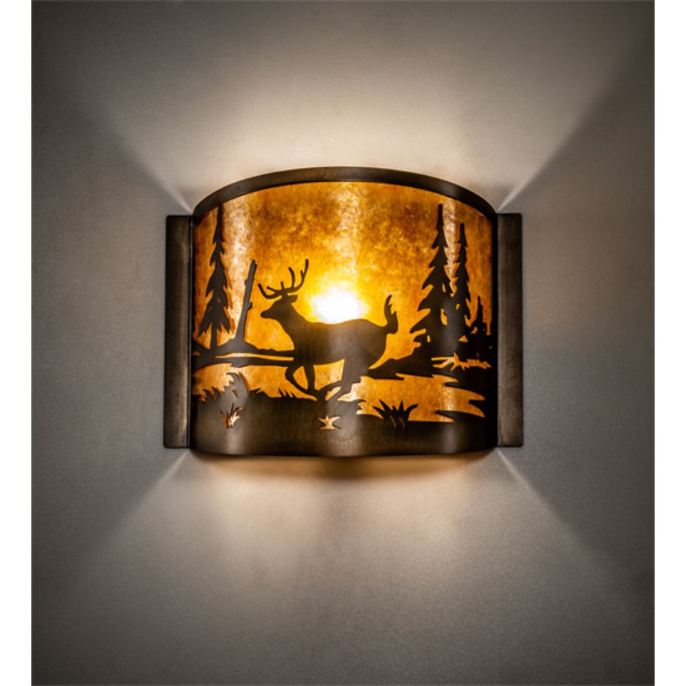 Meyda Lighting 70703 12" Wide Deer at Lake Wall Sconce in ANTIQUE COPPER FINISH