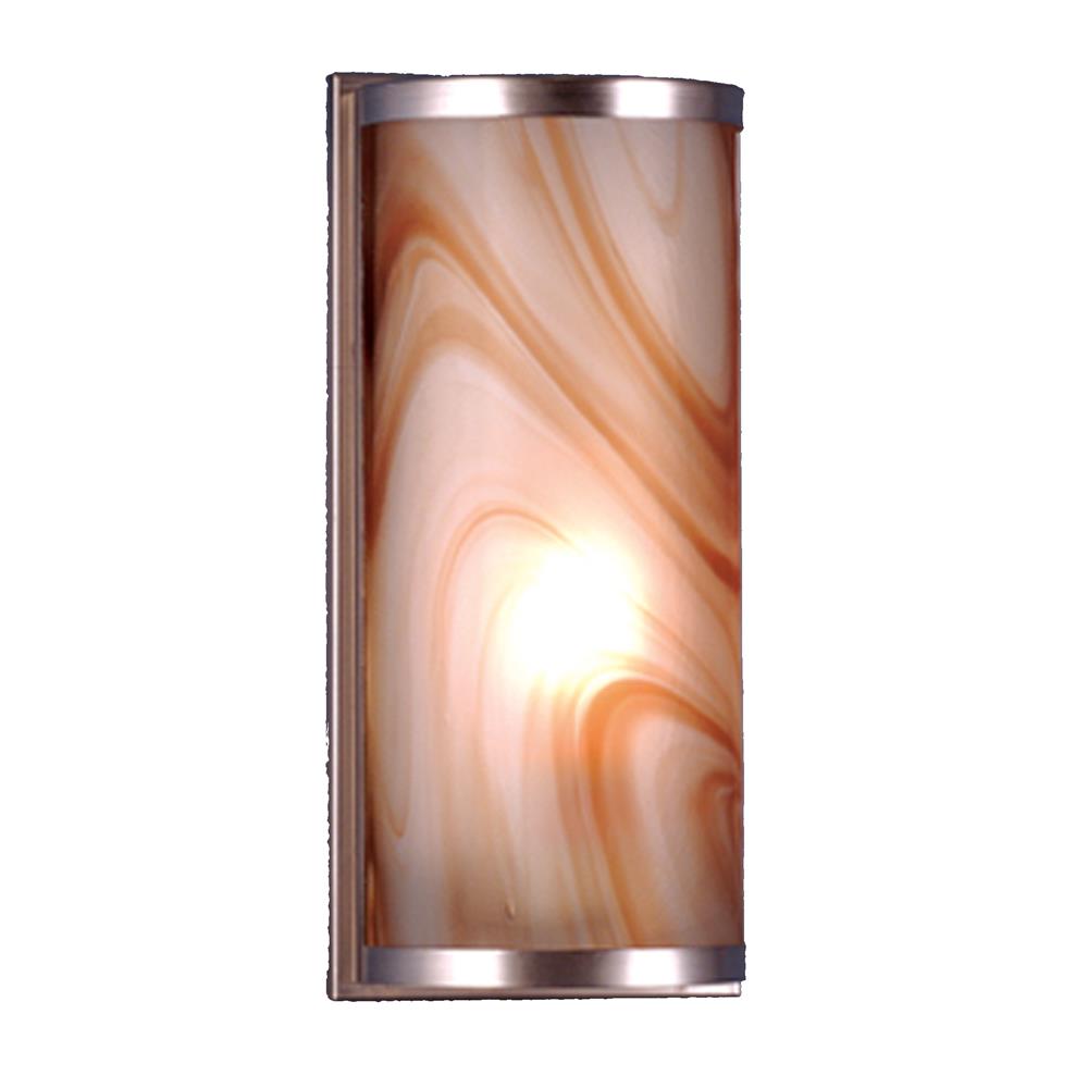 Meyda Tiffany Lighting 70876 5.5"W Cylinder Cognac Swirl Fused Glass Wall Sconce