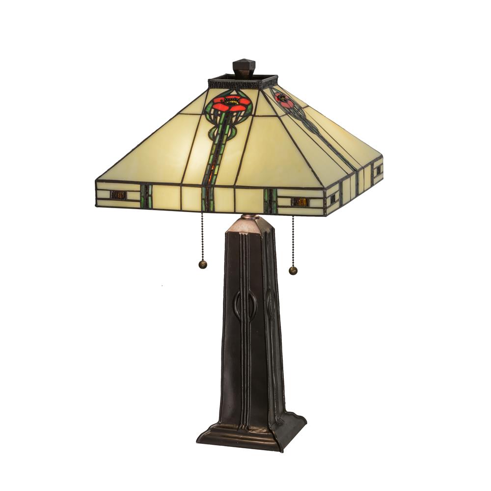 Meyda Tiffany Lighting 70965 23.5"H Parker Poppy Table Lamp