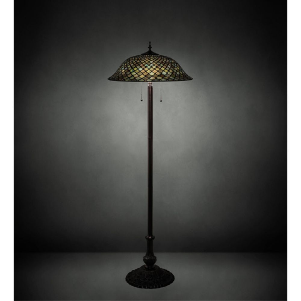 Meyda Lighting 71245 62" High Fishscale Floor Lamp in MAHOGANY BRONZE