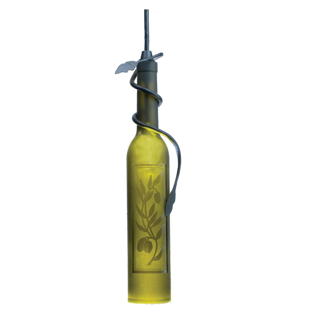 Meyda Tiffany Lighting 71376 2"W Tuscan Vineyard Etched Olive Branch Wine Bottle Mini Pendant