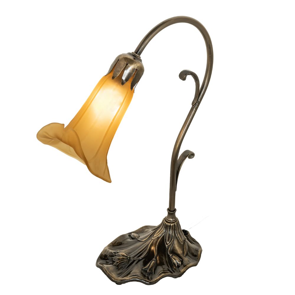 Meyda Lighting 71568 15" High Amber Pond Lily Mini Lamp