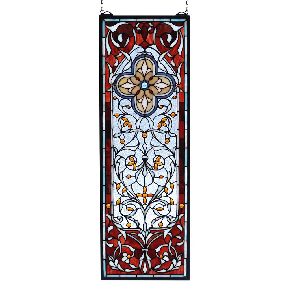 Meyda Tiffany Lighting 73276 11"W X 32"H Versaille Quatrefoil Stained Glass Window