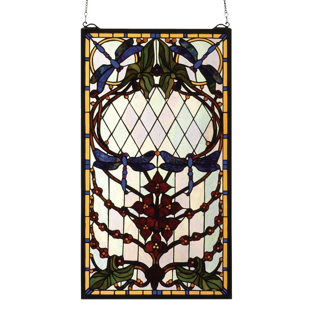Meyda Tiffany Lighting 77734 14"W X 25"H Dragonfly Allure Stained Glass Window