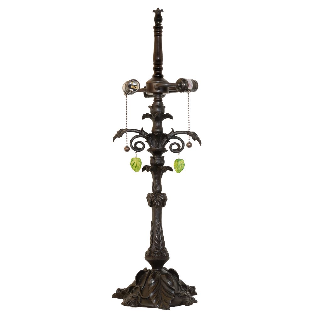 Meyda Lighting 77758 28" High Nouveau Floral 3 Light Table Base in Mahogany Bronze