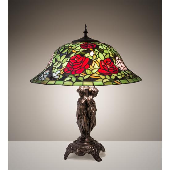 Meyda Lighting 78364 24" High Rosebush Table Lamp in Mahogany Bronze