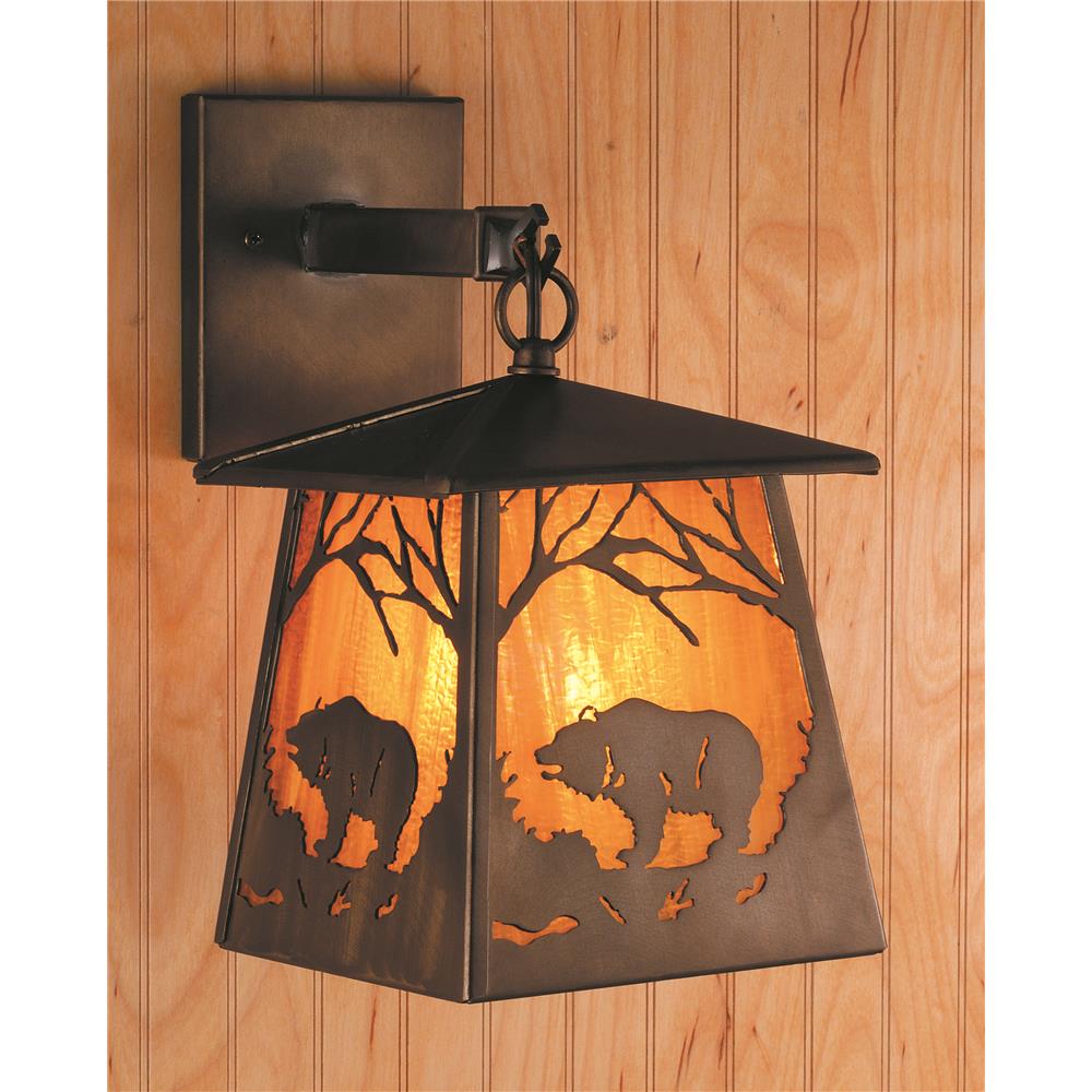 Meyda Tiffany Lighting 81343 Grizzly Bear Wall Sconce, Antique Copper