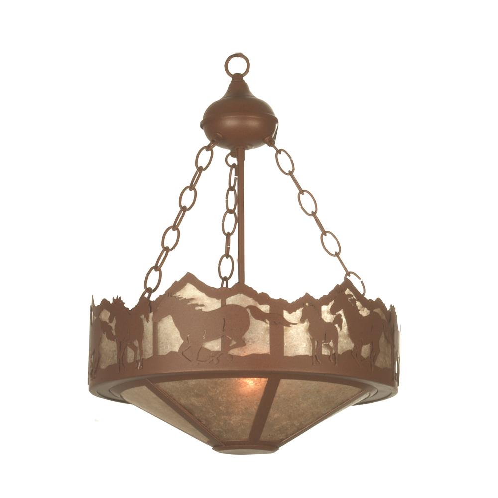Meyda Tiffany Lighting 81468 3 Light Horse Mountains Bowl Large Pendant, Rust