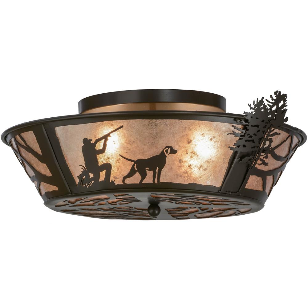 Meyda Tiffany Lighting 81915 4 Light Quail Hunter Flush Mount Ceiling Light, Timeless Bronze
