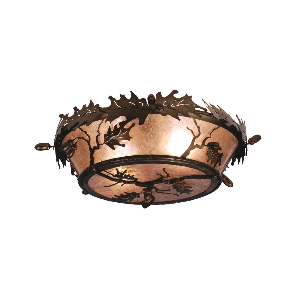 Meyda Tiffany Lighting 82070 2 Light Acorn Oak Leaves Flush Mount Ceiling Light, Antique Copper