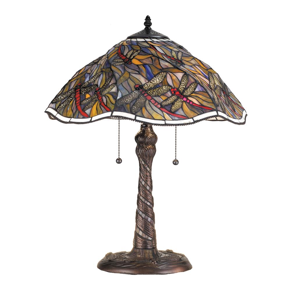 Meyda Tiffany Lighting 82310 23.5"H Spiral Dragonfly W/ Twisted Fly Mosaic Base Table Lamp