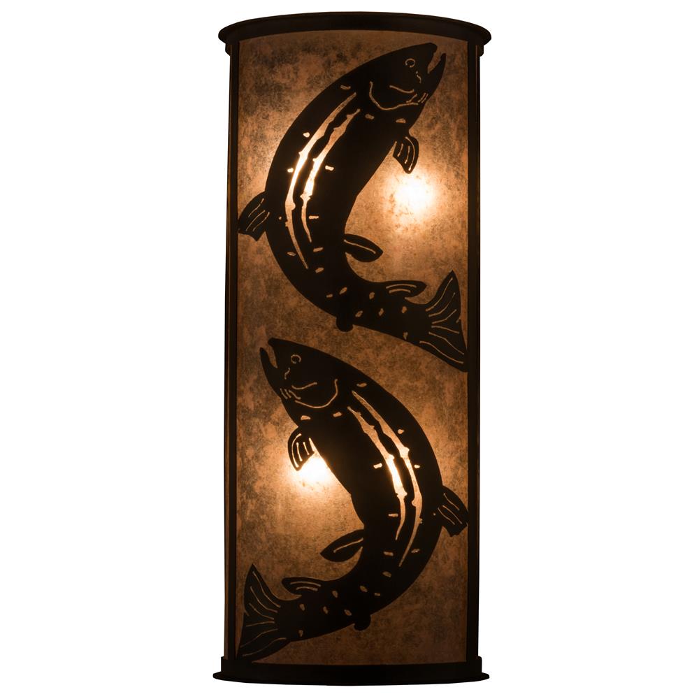 Meyda Tiffany Lighting 82464 4 Light Elusive Trout Wall Sconce, Antique Copper