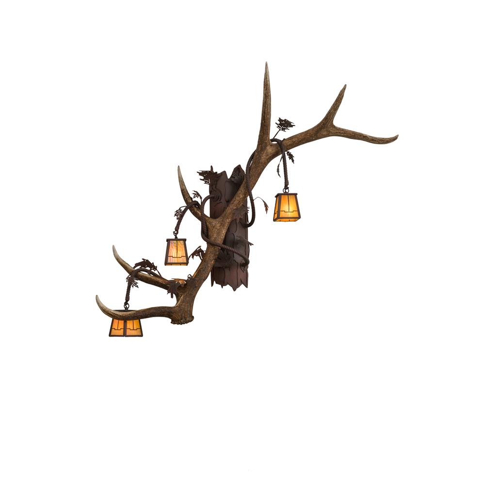 Meyda Tiffany Lighting 82834 26"W Antlers Elk 3 Lt Vertical Wall Sconce