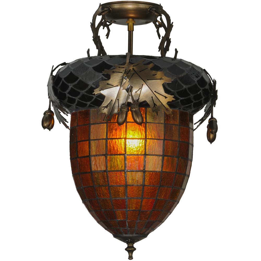 Meyda Tiffany Lighting 98063 Acorn Semi Flush Ceiling Light, Antique Copper