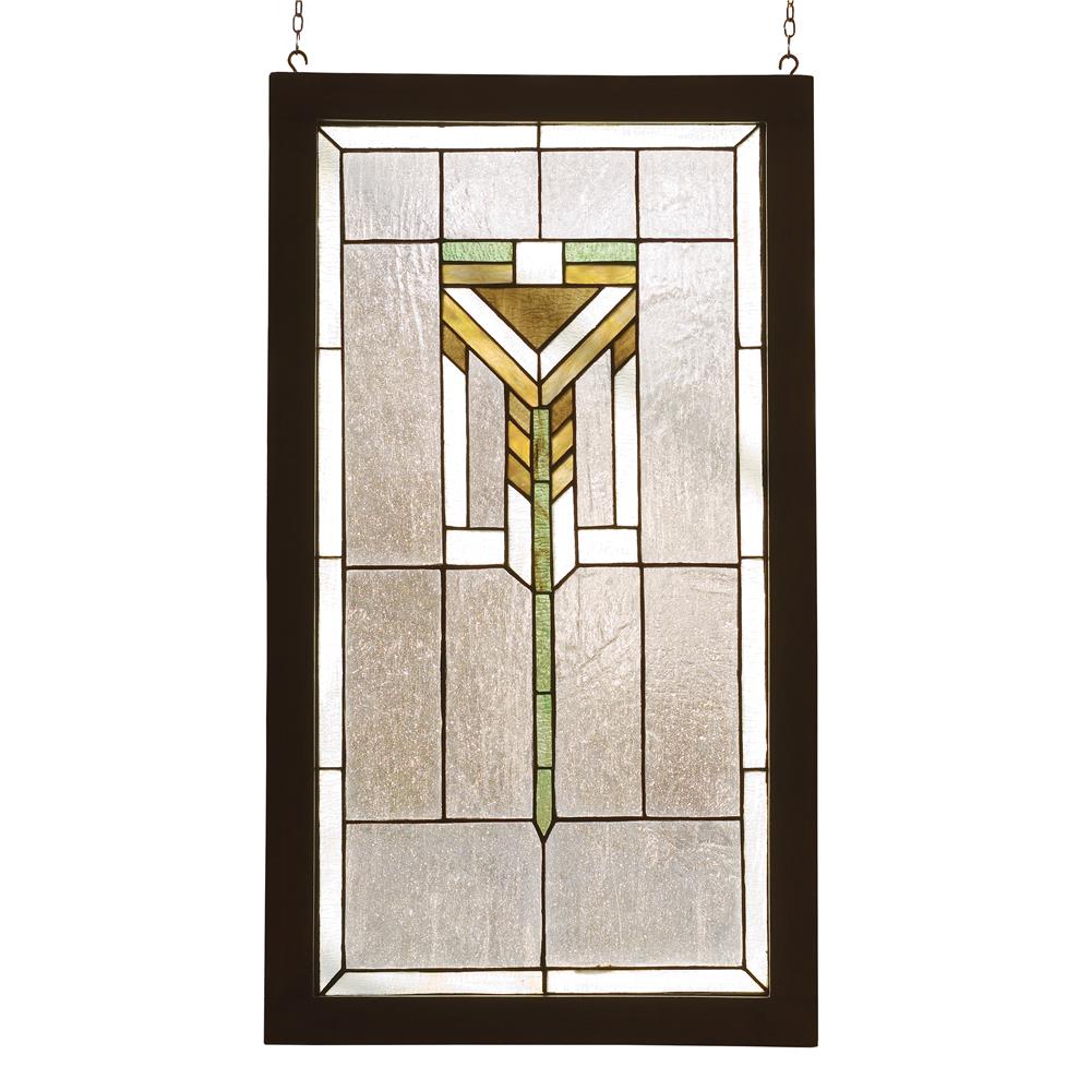 Meyda Tiffany Lighting 98099 17"W X 30"H Prairie Wood Frame Stained Glass Window