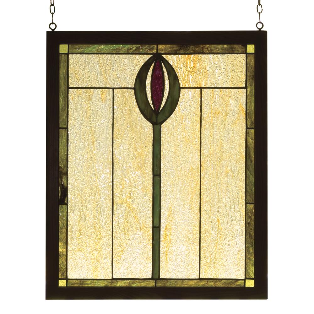 Meyda Tiffany Lighting 98100 14"W X 17"H Spear Wood Frame Stained Glass Window