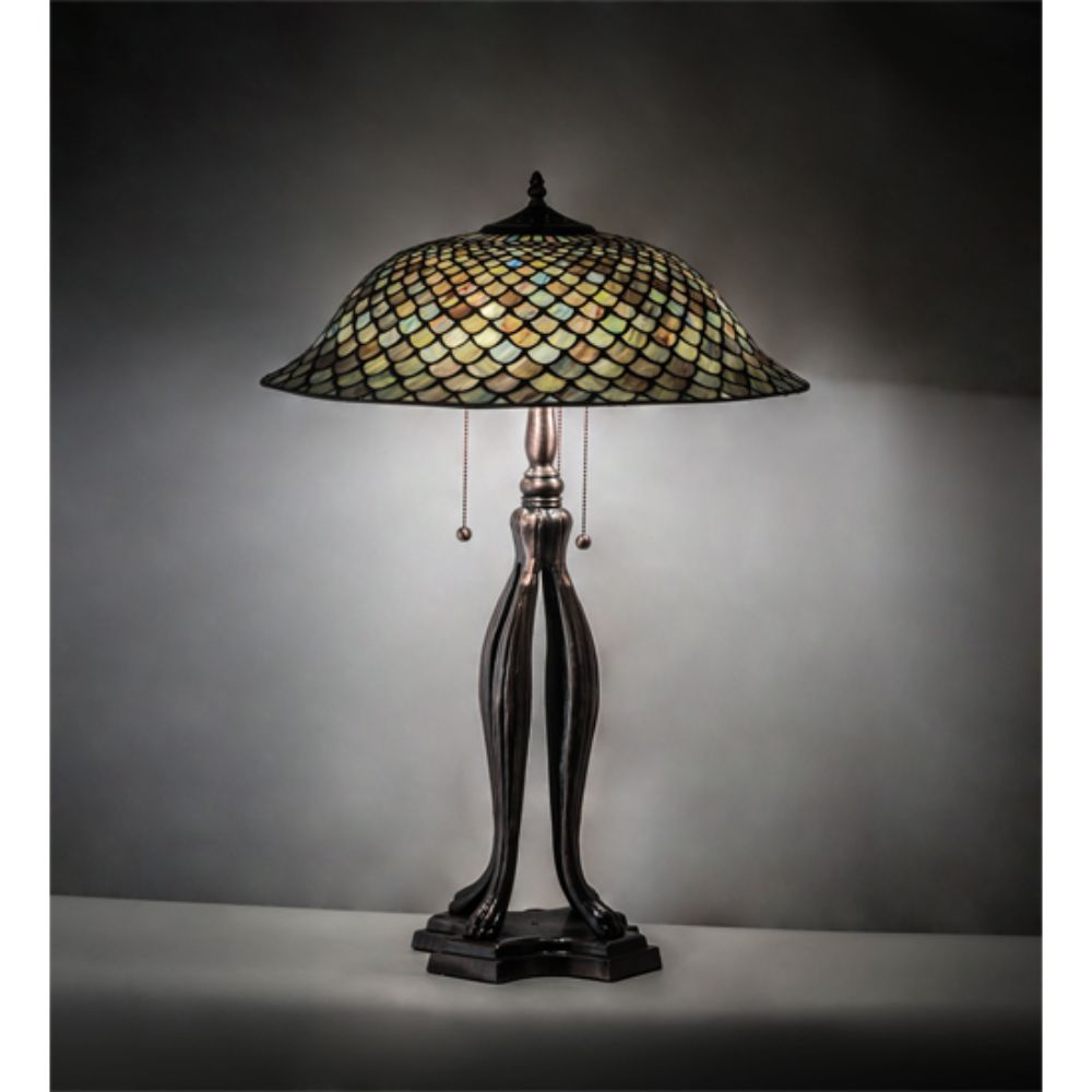 Meyda Lighting 98134 30" High Fishscale Table Lamp in MAHOGANY BRONZE