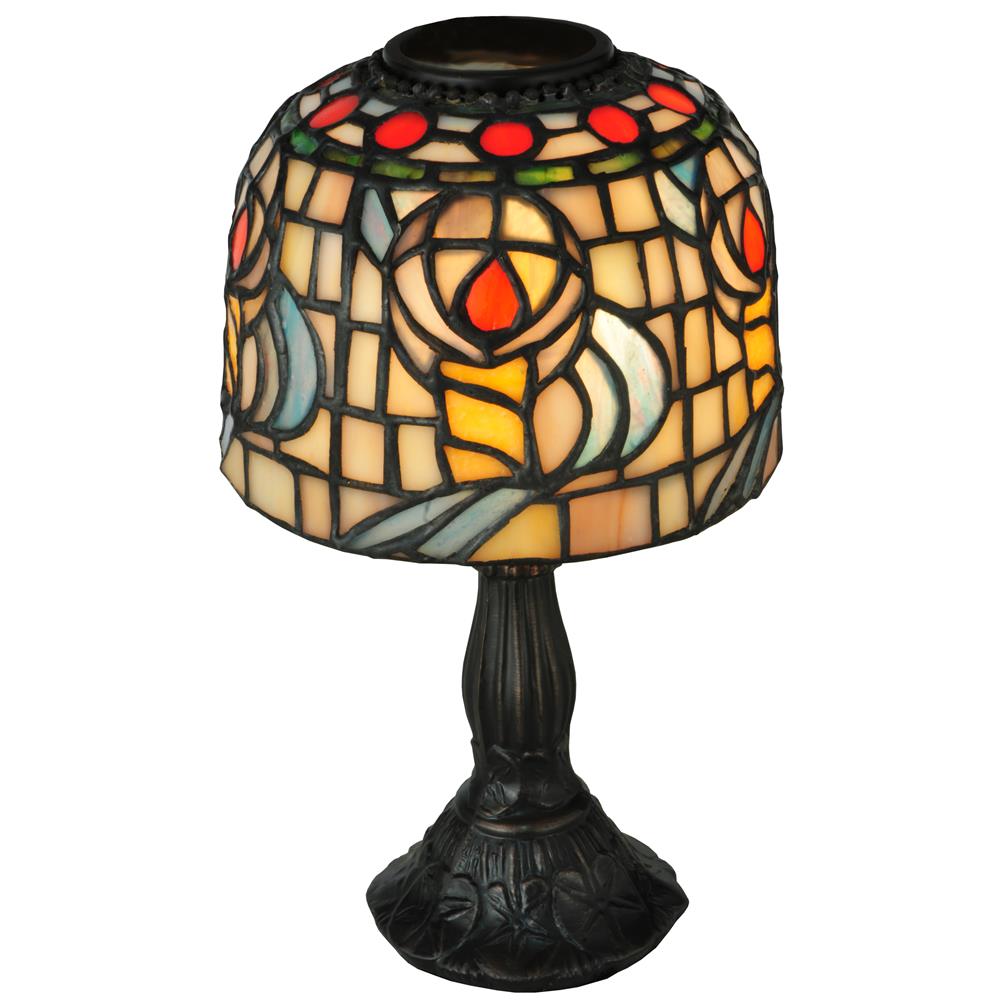 Meyda Tiffany Lighting 98478 9.25"H Tiffany Rosebud Candle Lamp