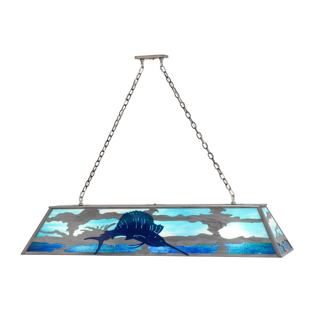 Meyda Tiffany Lighting 98882 9 Light Sailfish Oblong Pool Table Light, Steel