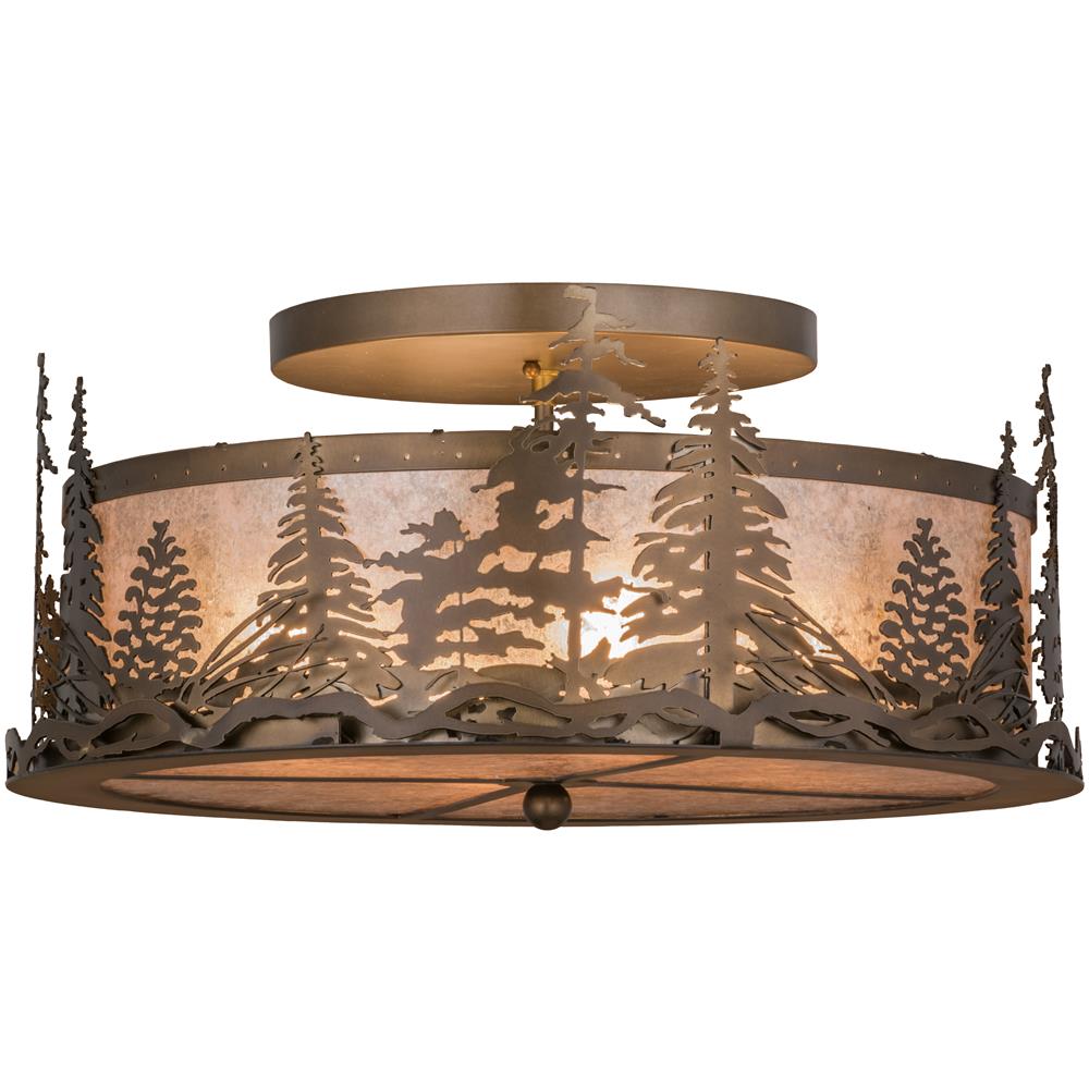 Meyda Tiffany Lighting 98918 4 Light Pinecone Dusk Flush Mount Ceiling Light, Antique Copper