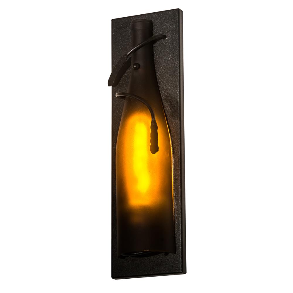 Meyda Tiffany Lighting 99009 4"W Tuscan Vineyard Frosted Amber Wine Bottle Pocket Wall Sconce