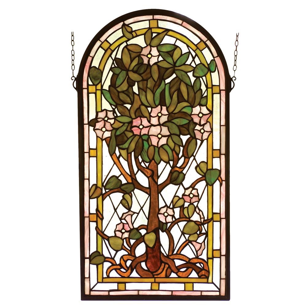 Meyda Tiffany Lighting 99049 15"W X 29"H Arched Tree Of Life Stained Glass Window