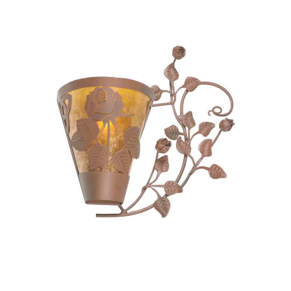 Meyda Tiffany Lighting 99452 2 Light Roses Leaves Wall Sconce, Rust