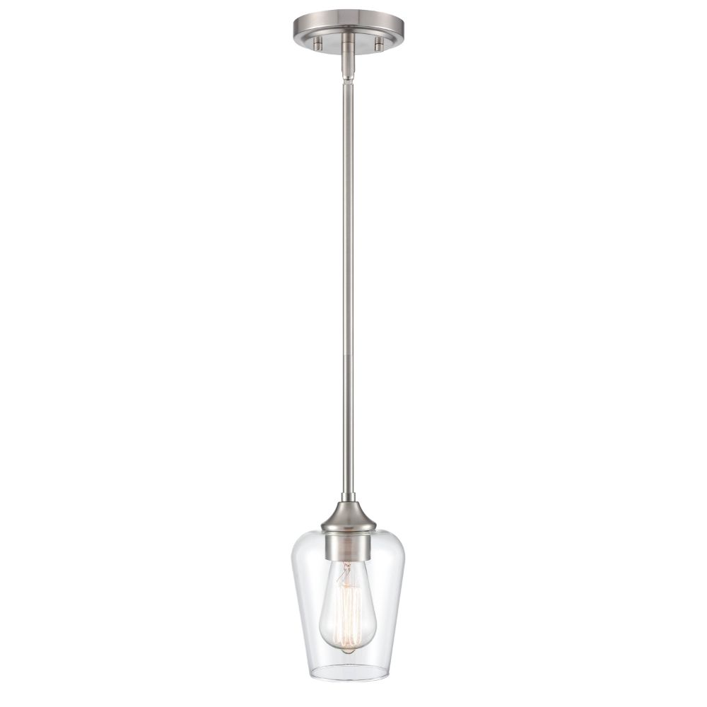 Millennium Lighting 9731-BN Ashford Mini-Pendant light in Brushed Nickel with a Clear Glass Shade