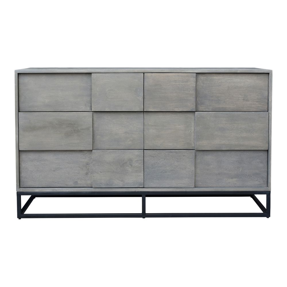 Moes Home Collection BV-1007-15 Felix 6 Drawer Dresser in Grey