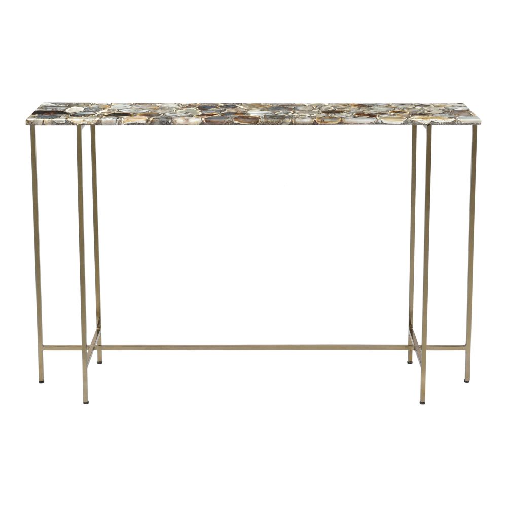 Moes Home Collection GZ-1006-37 Agate Console Table in Multicolor
