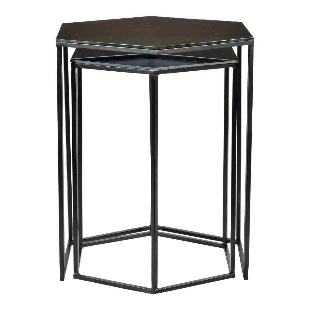 Moes Home Collection GZ-1008-02 Polygon Set Of 2 Accent Tables in Black